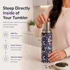 22 oz Ceramic Lined Tea Infuser Travel Tumbler, Micro-Mesh Stainless Steel Infuser, Pure Taste Ceramic Interior, Triple Insulated 12hr Hot Cold, Dual Sip & Straw Lid, Scratch-Resistant - Image 2