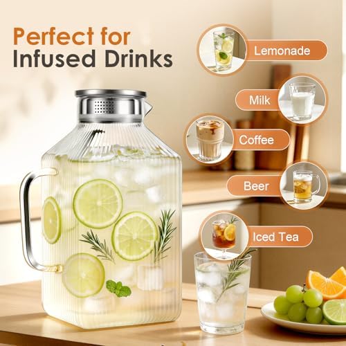 1 Gallon Thickened Square Glass Pitcher with Lid, Spout and Handle - Image 4