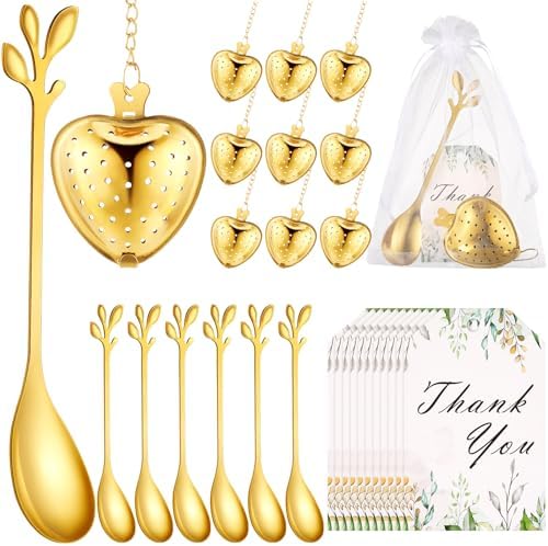 25 Sets Bridal Shower Tea Party Favor for Guest Leaf Tea Spoon,Gold by Yiyiring