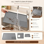 angelle 3-Piece Silicone Coffee Mat Set Compatible with Breville Barista Express BES870 BES875 and Touch BES880, 24 x 16 in Espresso Machine Base, Top Protector and Tamping Pad, Gray - Image 6
