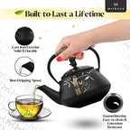 Tea Kettle, Cast Iron Tea Pot with Stainless Steel Infuser, Japanese Tea Pots for Stove Top, Unique Hand Painted Bamboo Pattern, Teapots with Enameled Interior, Tetsubin Tea Kettle, 800ML - Image 3