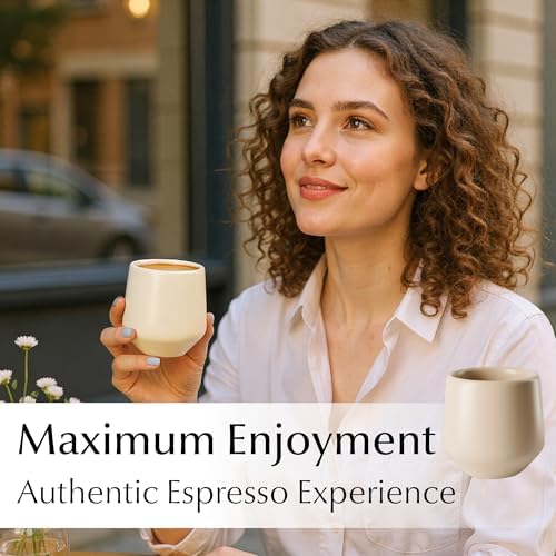 MIAMIO - Espresso Cups Set of 4 / Mug, Ceramic (3oz) - Luxe (Cream Rose) - Image 4