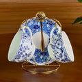 Blue and White Porcelain Coffee Cup and Saucer Set by Unknown
