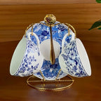 Blue and White Porcelain Coffee Cup and Saucer Set by Unknown