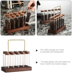 MAGICLULU Glass Coffee Bean Storage Tube with Airtight Lid Wooden Stand - Image 7