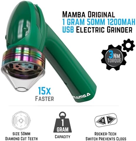 Mamba Original Electric Seed Grinder, USB-C Rechargeable Spice Mill, Green - Image 2