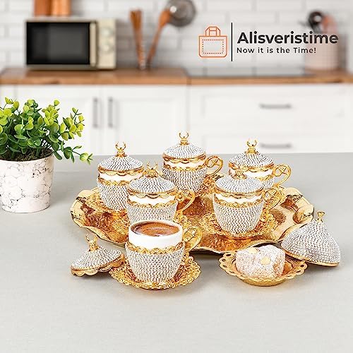 Alisveristime Gelincik Crystal Turkish Coffee Set, 27 Pc (Gold) - Image 2