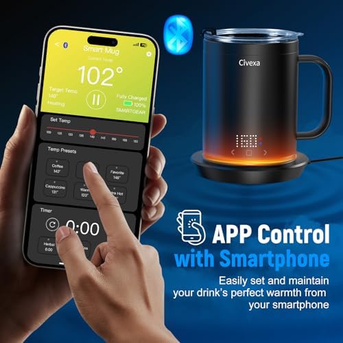 Coffee Mug Warmer with LED Pattern Display, Rechargeable Heated Coffee Mug with ±1°C Temperature Accuracy, Ideal for Coffee, Tea, Milk & Water - Image 3