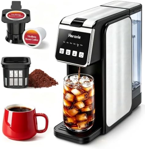 Horavie Hot & Iced Single Serve Coffee Maker for Coffee Pods & Ground by Horavie