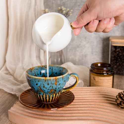 2 oz Espresso Cups with Saucers Set of 6, Ceramic Tea Cup for Latte, Coffee - Image 5