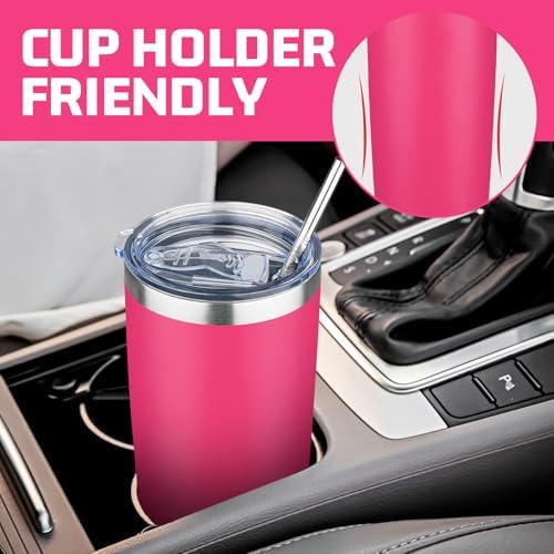 20 oz Tumbler with Lids and Straws, Stainless Steel Insulated Travel Coffee Mug, Double Wall Vacuum Insulated Tumblers, Powder Coated Coffee Tumbler for Cold & Hot Drinks (Mix Color-4, 4 Pack) - Image 6