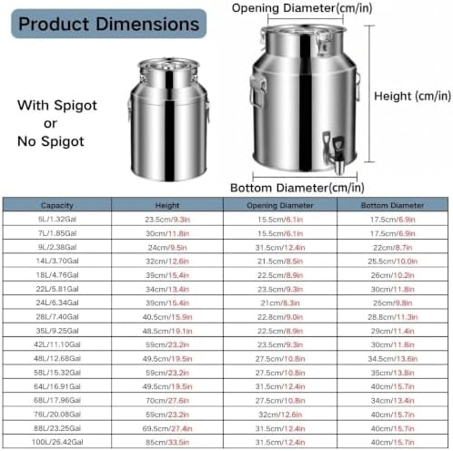 Stainless Steel Milk Can Tote Jug with Sealed Lid, Heavy Duty Milk Bucket - Image 7