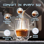To-Go Espresso Glass Travel Mug with Lid, Reusable Double Wall Glass Tumbler, Fits Most Coffee Makers/Cupholders for Your Car, Gifts for Coffee Lovers, 2-Pack Flat White Cortado Cups - Image 3