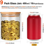 DHSBTLS 9 Pack 16 oz Glass Jars with Airtight Bamboo Lids for Kitchen - Image 2