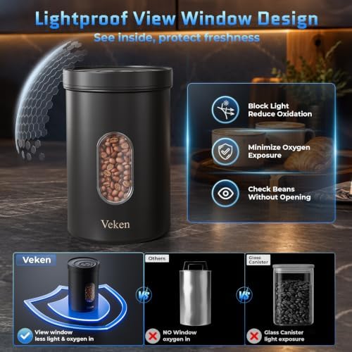 Veken Electric Vacuum Coffee Canister with Window, Auto-Seal Container,19OZ - Image 4