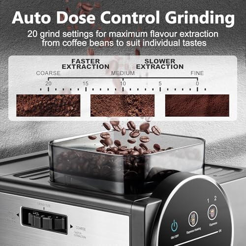 CUSIMAX Espresso Machine with Grinder, 20 Bar Professional Expresso Coffee Machines with Milk Frother Steam Wand, Espresso Maker with 60oz Removable Water Tank, Cappuccino & Latte Machine for Home - Image 3