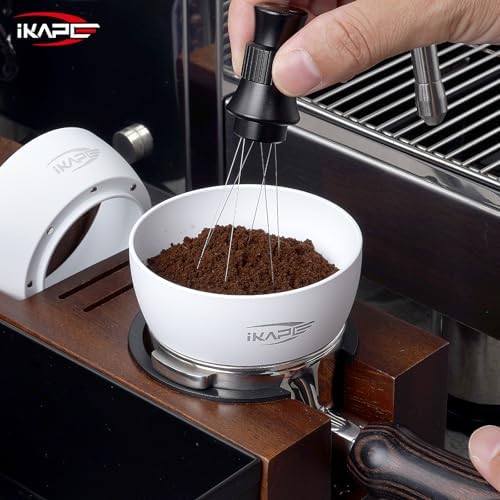 IKAPE Magnetic Dosing Funnel Set, 51MM Espresso Dosing Ring & Puck Screen Kit Compatible with Delonghi 51MM Bottomless Portafilter - with 8 Small Magnet (White) - Image 6