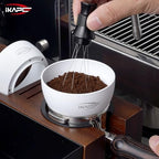 IKAPE Magnetic Dosing Funnel Set, 51MM Espresso Dosing Ring & Puck Screen Kit Compatible with Delonghi 51MM Bottomless Portafilter - with 8 Small Magnet (White) - Image 6