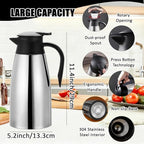 2 PCS 68 OZ Thermal Coffee Carafe Insulated Stainless Steel Pitcher - Image 5