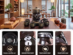 Japanese tea set with Infuser Semi Automatic Tea Set Magic Teapot with 6 cups Japanese Teapot Set,Gongfu Tea Set Chinese tea set (Automatic-Golden Flower) - Image 2