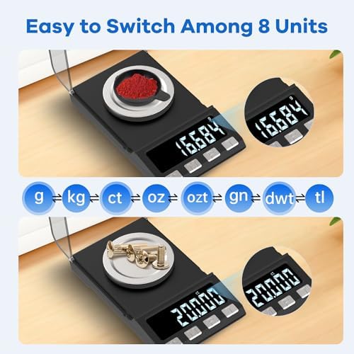 Digital Milligram Scale 100g/0.001g rechargeability, High Precision Portable Jewelry Scale, Powder Scale, Micro Scale for Powder Medicine, Gold, Gem, Reloading, Calibration Weight - Image 3
