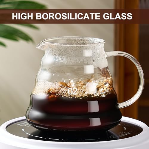 gegewawa Pour Over Coffee Maker Set, Glass Coffee Dripper & Carafe 20 fl oz - Image 2
