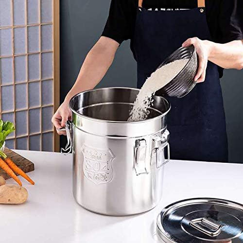 304 Stainless Steel Airtight Canister for Kitchen, 1.59Gal Canisters Container with Lids and Sturdy Locking Clamp,Bucket Food Storage Containers Airtight for Flour Coffee Bean Tea (6L) - Image 2
