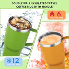 20oz Insulated Tumbler with Handle Stainless Steel Travel Coffee Mug with Lid and Straw Double Wall Vacuum Leak-proof Reusable Thermal Water Cup for Hot and Cold Drinks (Multicolor-5,4 Pack) - Image 4