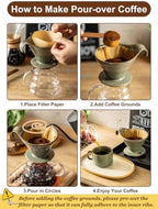Gomakren Pour Over Coffee Maker Ceramic Coffee Dripper, Single-Hole Cone & French Butter Crock, Soft Spreadable Butter Dish with Water Seal - Image 7