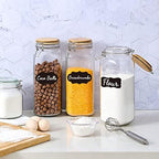 VITEVER [ Taller ] 92oz Glass Jars with Airtight Lid, Large Glass Food Storage Jars, 3 Pack Wide Mouth Airtight Glass Jars for Kitchen Pantry Spaghetti, Square Mason Jars with Labels - Image 6