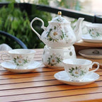 Ceramic Coffee Tea Gift Sets, European Luxury Tea Set, Suitable as A Gift for Mother'S Day, Birthday, Christmas, and Gatherings (White Peony) by ScizoritoDirect