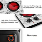 CUSIMAX Hot Plate, 1800W Double Burner Hot Plate for Cooking, White Marble - Image 2