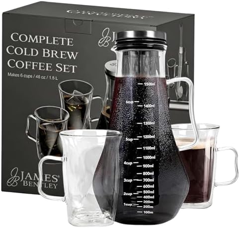 James Bentley 50oz Glass Cold Brew Coffee Maker Set + Easy-Clean Infuser by JAMESBENTLEY