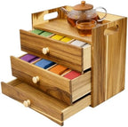 Acacia Wood Tea Bag Organizer, 3-Tier Tea Organizers with 14 Compartments by BOYMCOWBOYHOMEDECOR