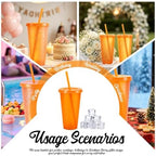 24 Pcs Orange Tumblers with Straw & Lid - 24oz Coffee Cups - Image 5