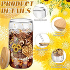 Teenyyou 12 Set of Glasses with Bamboo Lid and Glass Straw 16 oz(Highland Cow) - Image 4