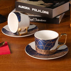KAMMAK Tea Cups and Saucers Set of 2, Porcelain Coffee Cups, NX028 - Image 6