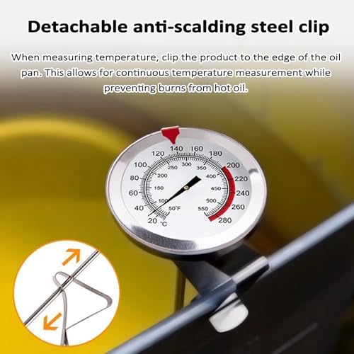 19.6" Long Stem Deep Fry Thermometer with Pot Clip, Mechanical Oil Temperature Gauge, 2.08" Dial Meat, Instant Read, 50-554℉ Range, for Deep Fry, Turkey, Grill - Image 5