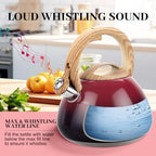 MARSKITOP Stovetop Whistling Tea Kettle, Stainless Steel, 2.6 Quart, Red - Image 4