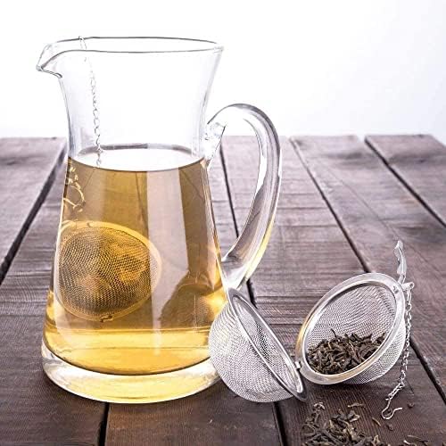 "2 Pack Stainless Steel Tea Strainer - Fine Mesh Tea Ball Infuser with Extended Chain Hook, Loose Leaf Tea Filter for Teapots, Cups & Mugs, Spices & Seasonings"(3 Pack) - Image 2