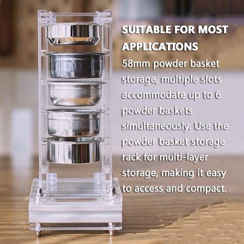 Espresso Filter Basket Holder, Coffee Organizer Station Filter Holder, Compatible with Most 58mm Powder Baskets, for 6Pcs Coffee Baskets and Puck Screens - Image 2