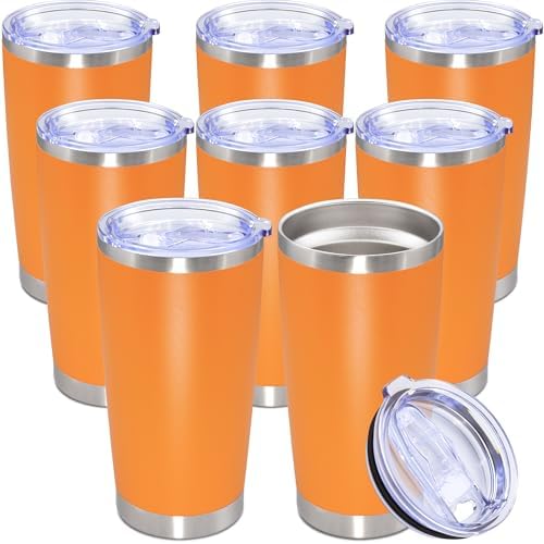 20oz Tumbler Stainless Steel Tumbler Coffee Tumbler with Lid Orange, 8P by AUWBON
