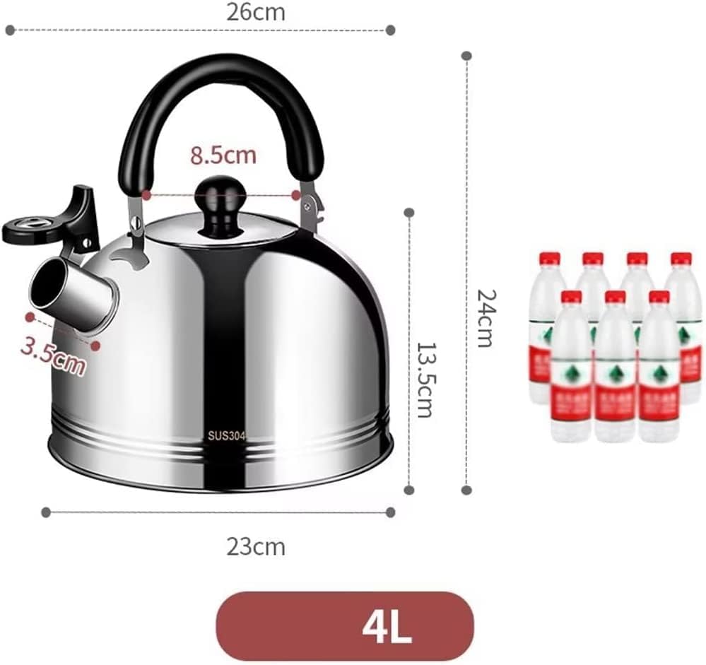 Tea Kettle Stovetop Stove Top Whistling Kettle 304 Stainless Steel Teapot with Spout Cover Hot Water Boiler Tea Kettle Pour Over Kettle(4L) - Image 2