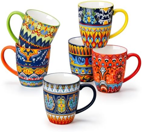 vancasso KRVI Ceramic Coffee Mugs, Set of 6, 12 oz by vancasso