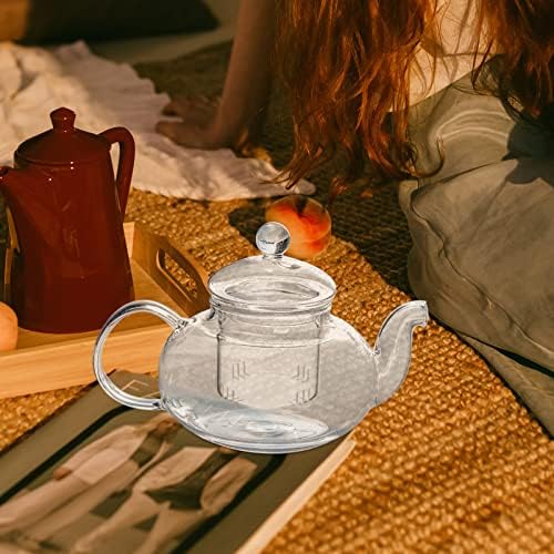 Hemoton Glass Tea Infuser with Fine Mesh Filter and Lid Transparent Loose Leaf Tea Strainer Steeper for Home and Office Brewing 3.93X5.90X2.95 Inch Set of 2 - Image 3