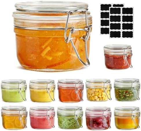 ComSaf Small Glass Spice Jars with Airtight Lids 4 oz 12 Pack Mason Pantry by ComSaf