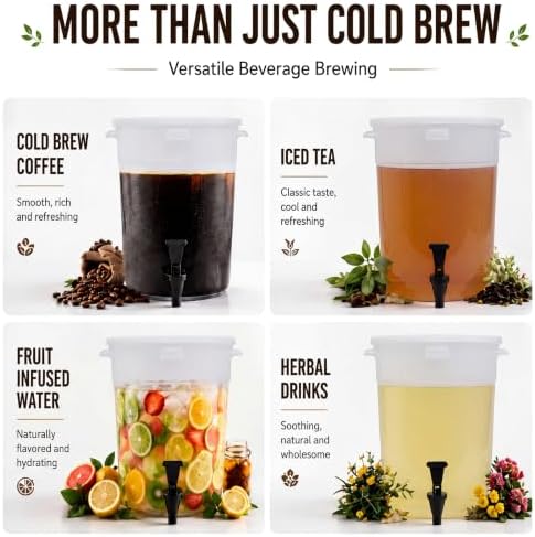 5.8 Gallon Cold Brew Coffee Maker Low Acid Commercial Cold Brew System Set with Dual Filtration Large Bucket with Spigot, 20 Filter Paper, 1 Cotton Filter Bag & Stainless Steel Holder - Image 6