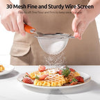 U-Taste 18/8 Stainless Steel 18/8 Stainless Steel 3.35in 30 Mesh Kitchen Food Sieve (Orange) and 18/8 Stainless Steel 7" Mini Whisk for Cooking - Image 4