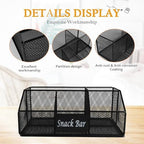 Metal Wire Snack Display Baskets,5-Compartment Snacks Storage Bin for Countertop,Office,Party,Bedroom,Kitchen,Pantry Shelf,Snacks Cabinet Dispenser Caddy for Chips,Packets - Image 2