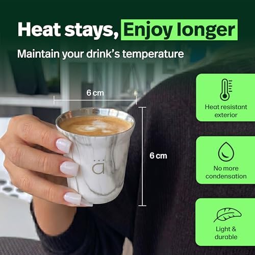 Kalmateh Heat Resistant Espresso Cups Set of 4 – Double Wall Insulated Stainless Steel Espresso Cup Set – Unbreakable 2.7oz / 80ml Demitasse Coffee Cups - Image 3